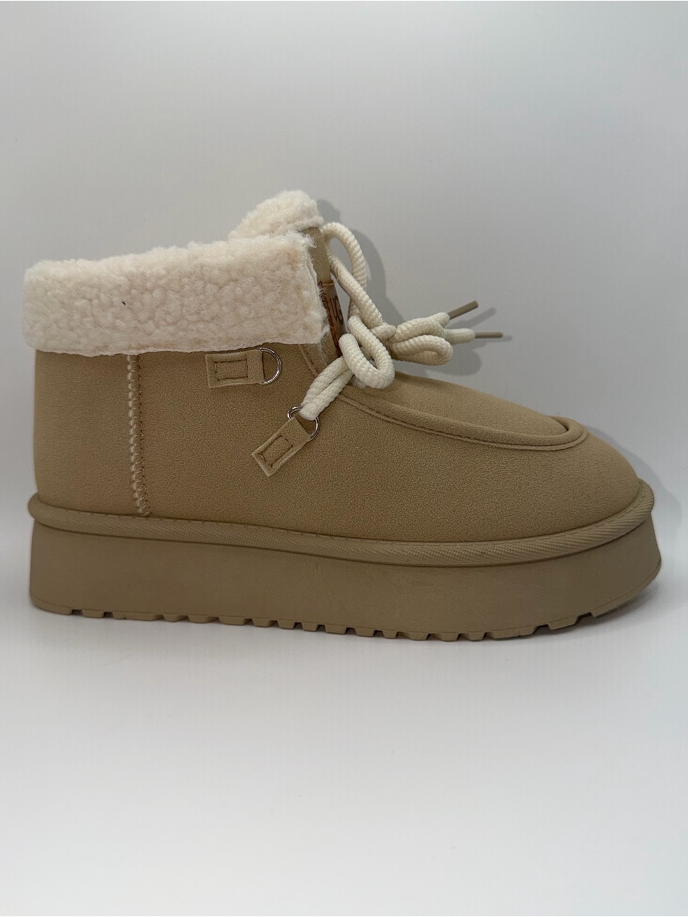 UGC Tan Suede Ankle Boot with Cream of Laces
